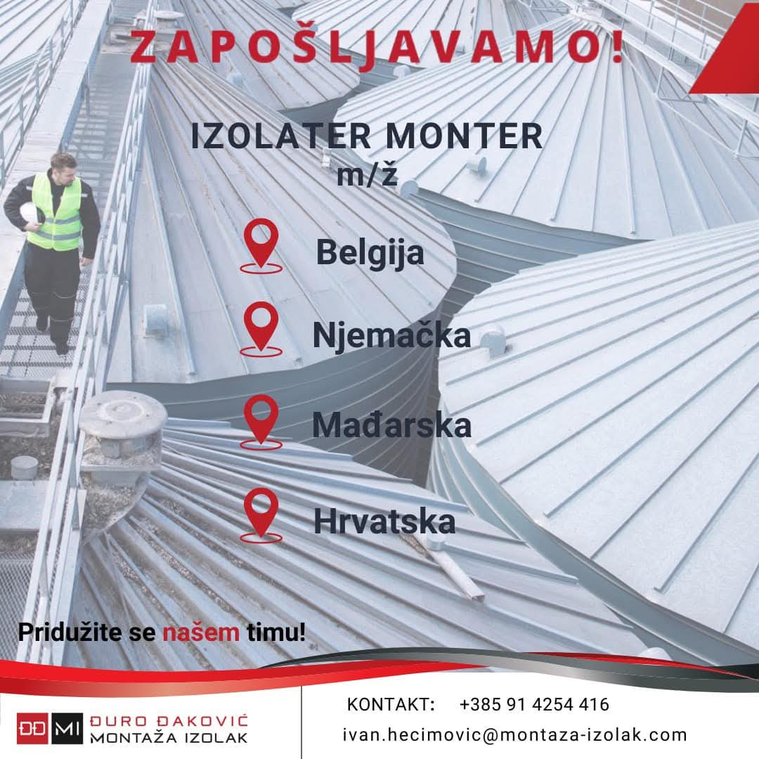 Izolater-monter / limar-krojač industrijske izolacije (m/ž)